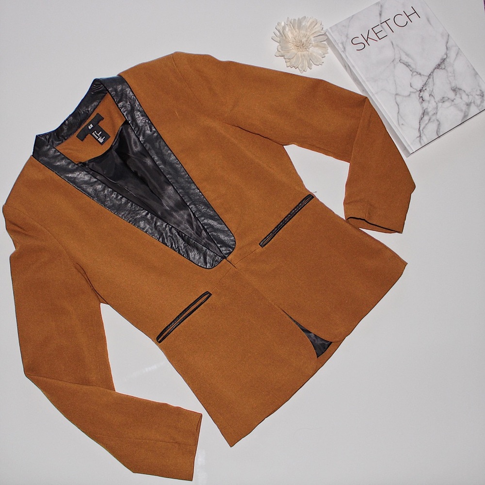 Brown and black leather Elegant Jacket - Picture 2 of 6